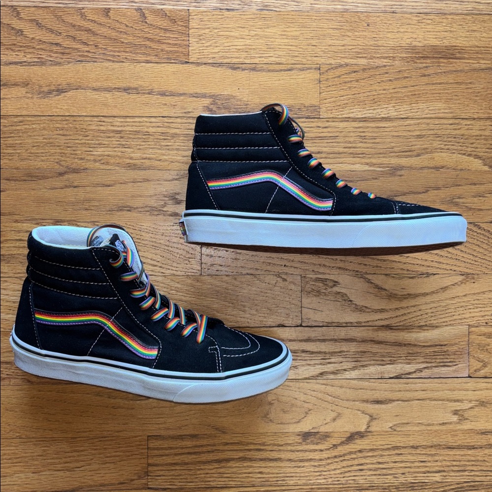 -Vans Skate Sk8-Hi Pride Sneakers Black with Rainbow Men’s 8.5 Women’s 10 - Picture 11 of 16